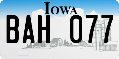 IA license plate BAH077