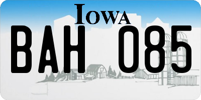 IA license plate BAH085