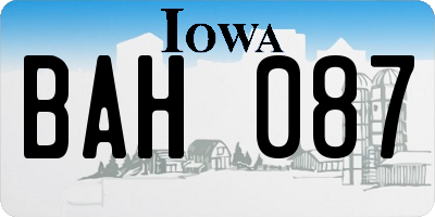 IA license plate BAH087