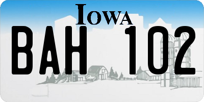 IA license plate BAH102