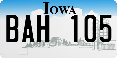 IA license plate BAH105
