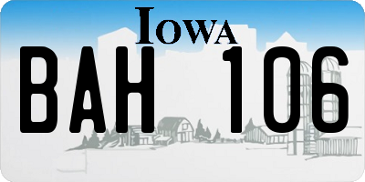 IA license plate BAH106