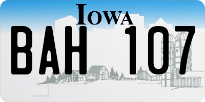IA license plate BAH107