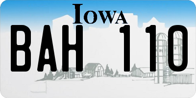 IA license plate BAH110
