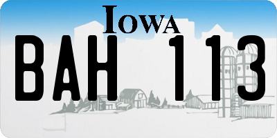 IA license plate BAH113