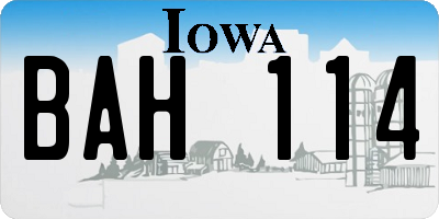 IA license plate BAH114