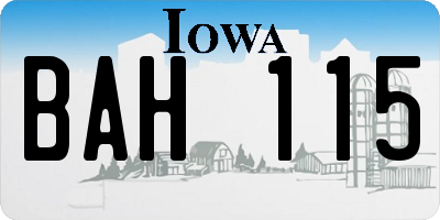 IA license plate BAH115