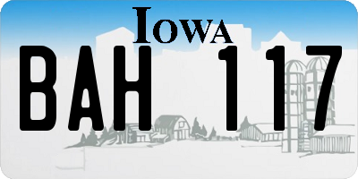 IA license plate BAH117