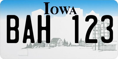 IA license plate BAH123