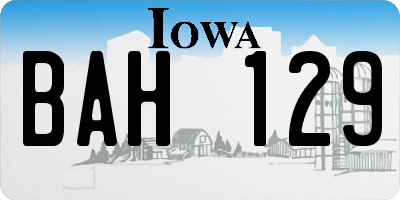 IA license plate BAH129