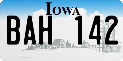IA license plate BAH142