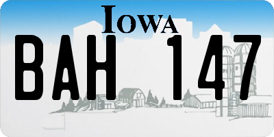 IA license plate BAH147