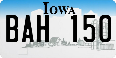 IA license plate BAH150