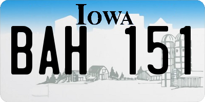 IA license plate BAH151