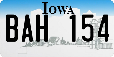 IA license plate BAH154