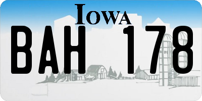IA license plate BAH178