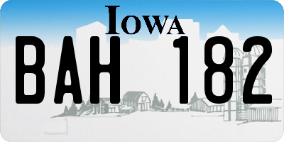 IA license plate BAH182