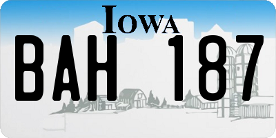 IA license plate BAH187