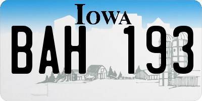 IA license plate BAH193