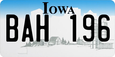 IA license plate BAH196