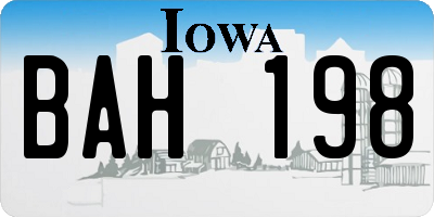 IA license plate BAH198