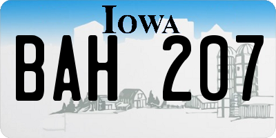 IA license plate BAH207