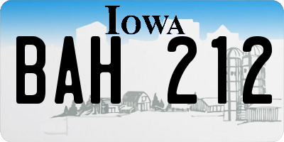 IA license plate BAH212