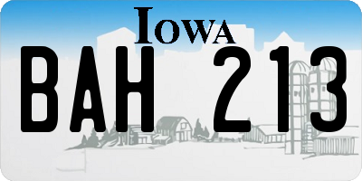 IA license plate BAH213