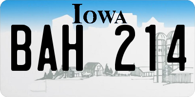 IA license plate BAH214