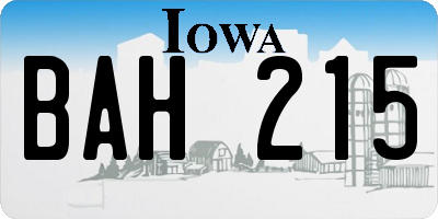 IA license plate BAH215
