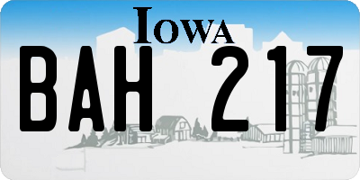 IA license plate BAH217