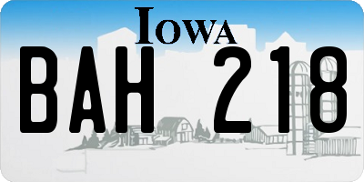 IA license plate BAH218