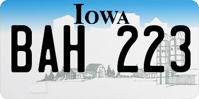 IA license plate BAH223