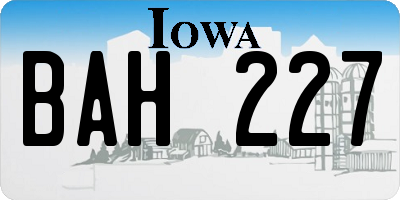 IA license plate BAH227