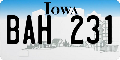 IA license plate BAH231