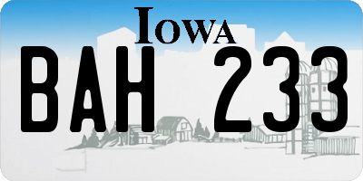 IA license plate BAH233