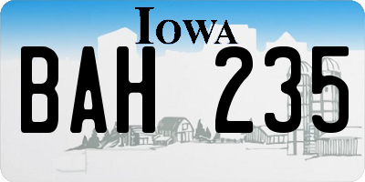 IA license plate BAH235