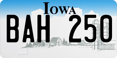 IA license plate BAH250