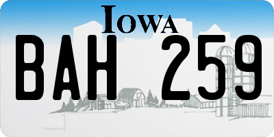 IA license plate BAH259