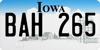 IA license plate BAH265