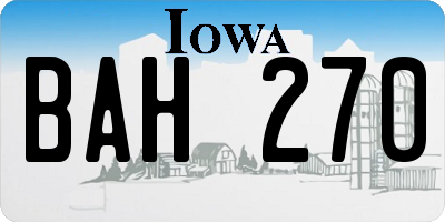 IA license plate BAH270