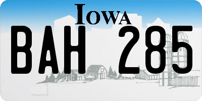 IA license plate BAH285