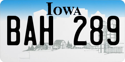 IA license plate BAH289
