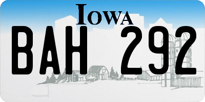 IA license plate BAH292