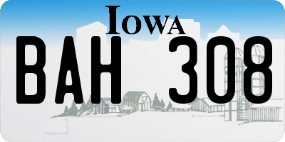 IA license plate BAH308