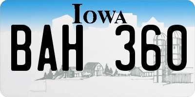 IA license plate BAH360