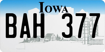 IA license plate BAH377
