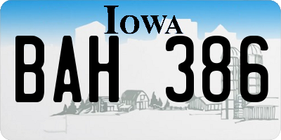 IA license plate BAH386