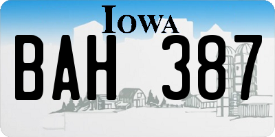 IA license plate BAH387