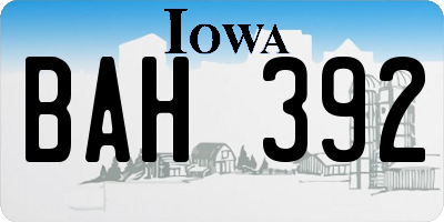IA license plate BAH392